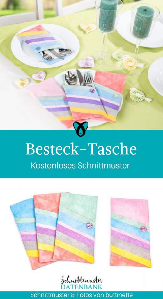 Bestecktasche Bestecketui gedeckter Tisch Ostern Osterfrühstück kostenlose Schnittmuster Gratis-Nähanleitung