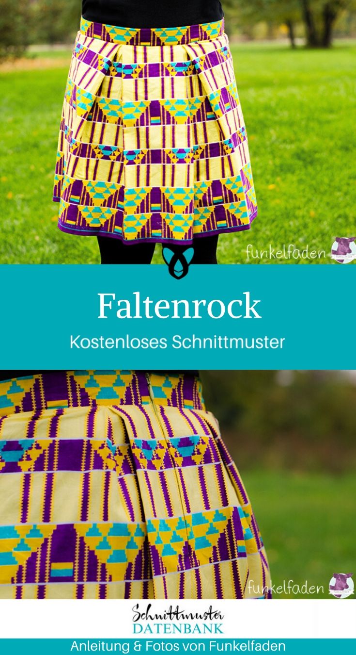 Faltenrock Damenrock Kleidung Damenkleidung kostenlose Schnittmuster Gratis-Nähanleitung