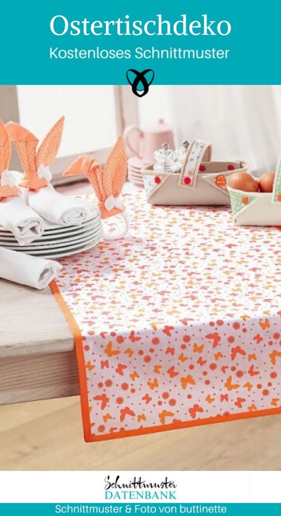 Ostertischdeko Serviettenringe Ostern Osterkörbchen Osterfrühstück gedeckter Tisch kostenlose Schnittmuster Gratis-Nähanleitung