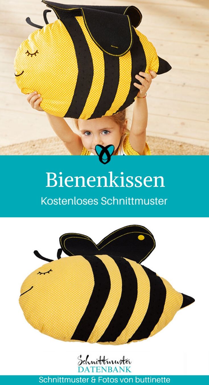 Bienenkissen Kissen Großes Kissen Sitzkissen kostenlose Schnittmuster Gratis-Nähanleitung