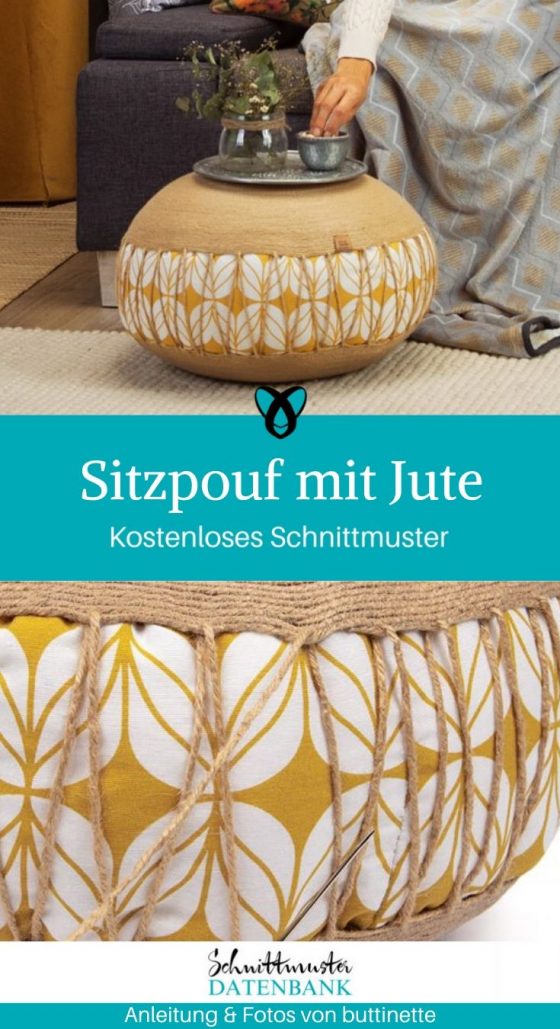 Sitzpouf mit Jute kostenlose Schnittmuster Gratis-Nähanleitung Sitzkissen