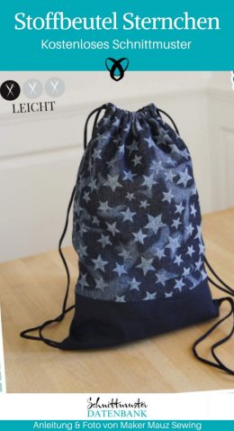 Stoffbeutel Sternchen Turnbeutel Tasche Stofftasche kostenlose Schnittmuster Gratis-Nähanleitung