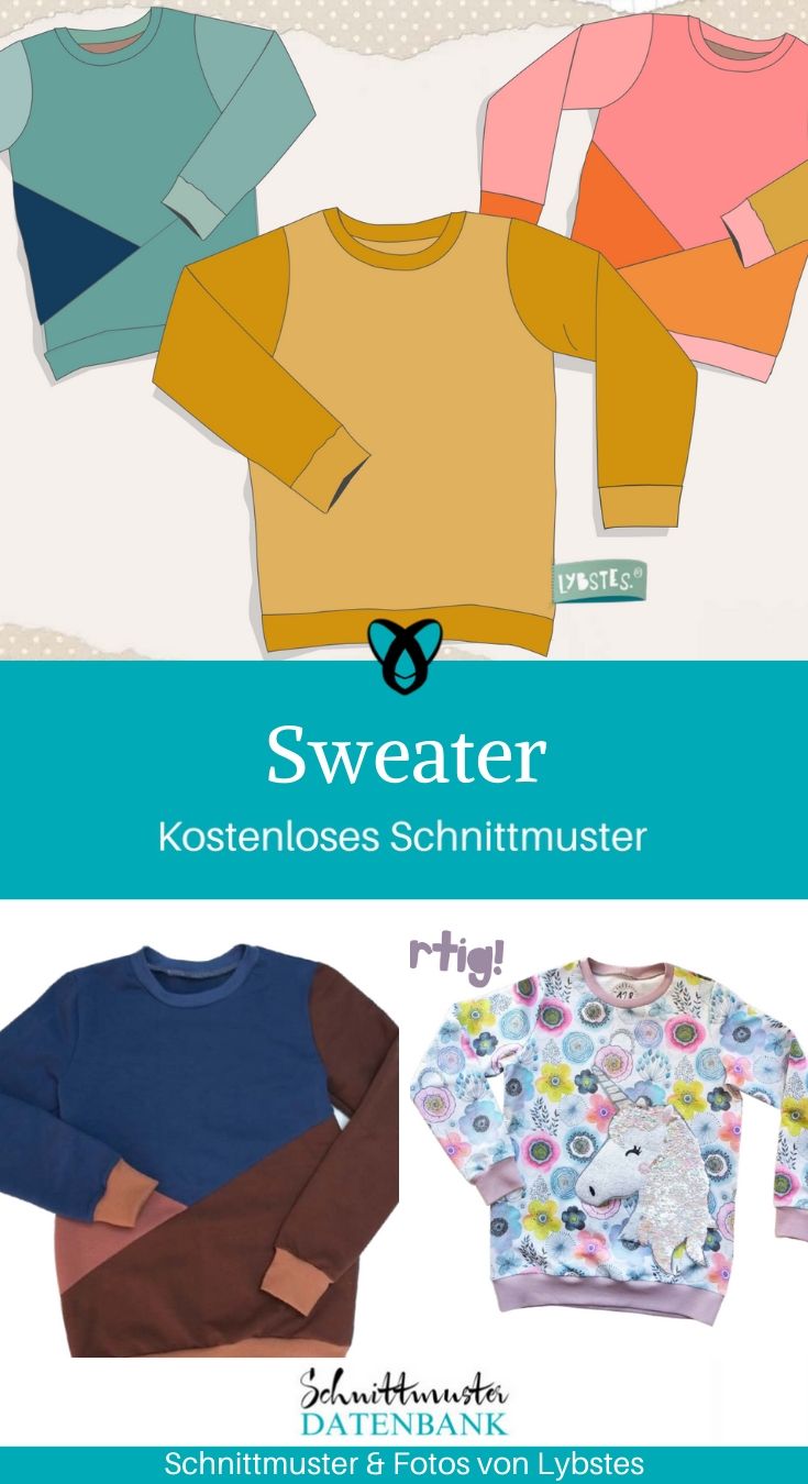 Sweater Kinderpullover Oberteil Kinder Jerseyshirt kostenlose Schnittmuster Gratis-Nähanleitung
