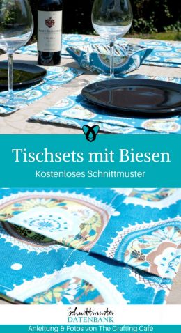 Tischsets mit Biesen Tischdecke Set kostenlose Schnittmuster Gratis-Nähanleitung