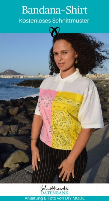 Bandana Shirt Upcycling Poloshirt kostenlose Schnittmuster Gratis-Nähanleitung
