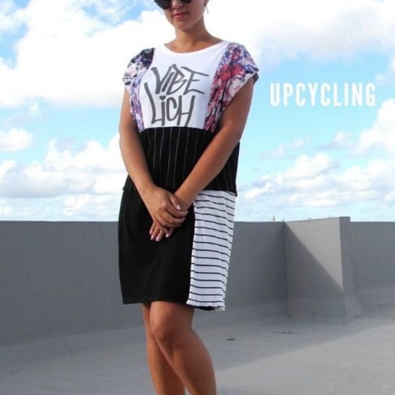 Freestyle Kleid Upcyling Nähen mit Stoffresten kostenlose Schnittmuster Gratis-Nähanleitung