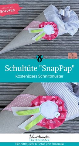 Schultüte Snap Papp Schulanfang EInschulung Nähen für Kinder Kostenlose Schnittmuster gratis-Nähanleitung