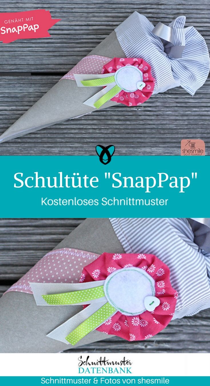 Schultüte Snap Papp Schulanfang EInschulung Nähen für Kinder Kostenlose Schnittmuster gratis-Nähanleitung