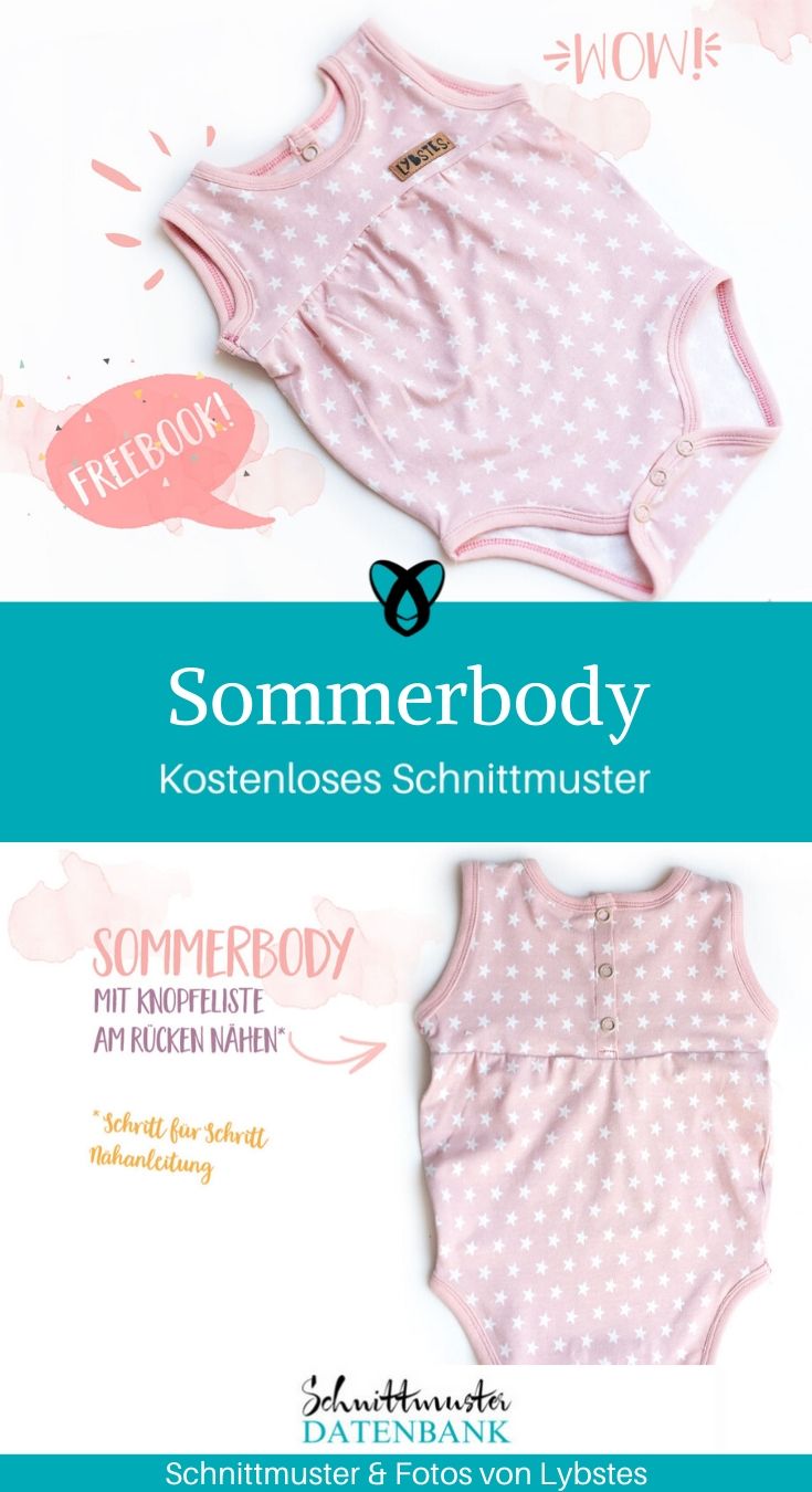 Sommerbody kurzer Body Sommerkleidung Baby kostenlose Schnittmuster Gratis-Nähanleitung