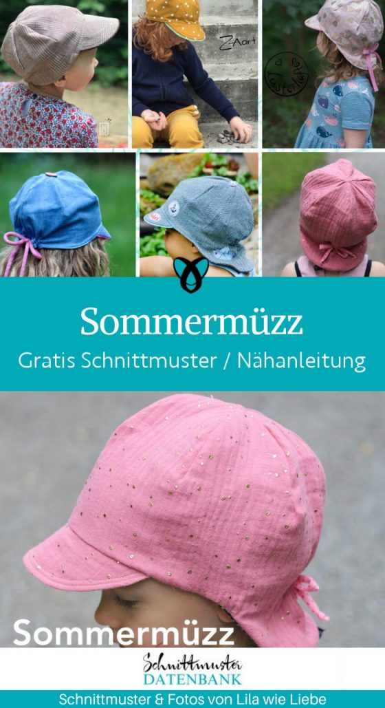 Muetze Schirm Nackenschutz Musselin Sommer Sonnenhut naehen gratis Schnittmuster kostenlos Freebkook