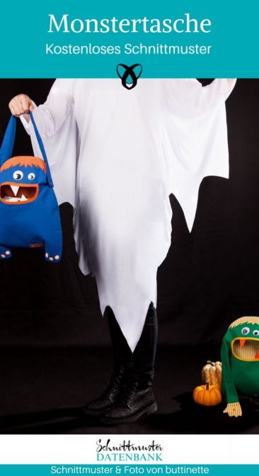 Monstertasche Trick or Treats Halloween Süssigkeiten sammeln Kindertasche kostenlose Schnittmuster Gratis-Nähanleitung