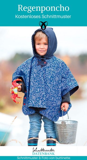 Regenponcho Kinder Regenkleidung Kinderkleidung Nähen für Kinder kostenlose Schnittmuster Gratis-Nähanleitung