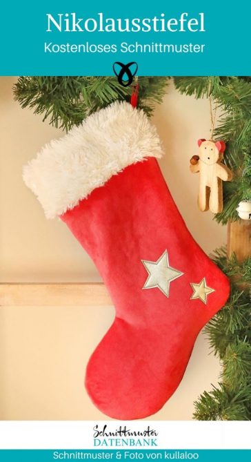 Nikolausstiefel weihnachtsmann Socke kleine Geschenke für Kinder Weihnachten kostenlose Schnittmuster Gratis-Nähanleitung