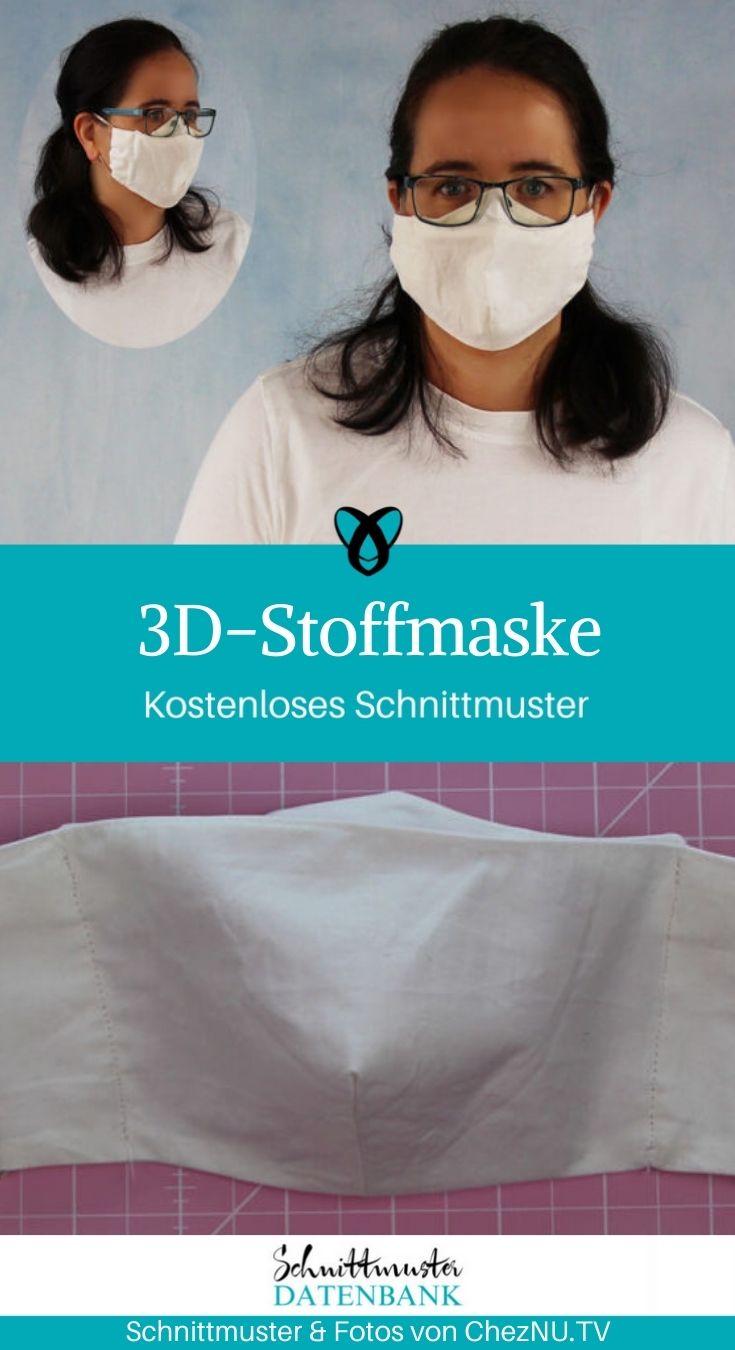 3D Stoffmaske Mund-Nasen-schutz Corona Maske selber nähen kostenlose Schnittmuster Gratis-Nähanleitung