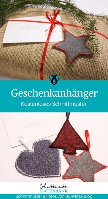 Geschenkanhänger Stoffreste Weihnachten Verpackung Geschenke kostenlose Schnittmuster gratis Nähanleitung