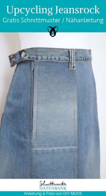 Upcycling Jeansrock Bahnenrock Damenrock Nähen für Frauen Jeans Nachhaltigkeit kostenlose Schnittmuster Gratis-Nähanleitung