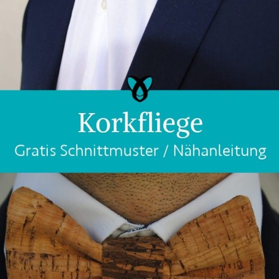 Korkfliege Fliege Herren accessoire Alternative Krawatte Halsschmuck Anzug Ausgehen fein kleiden kostenlose Schnittmuster Gratis-Nähanleitung