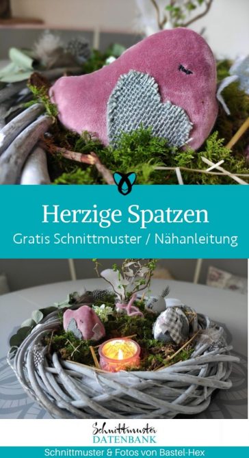 Herzige Spatzen Fruehlingsdeko Ostern Dekoration fuer Zuhause kostenlose Schnittmuster Gratis Naehanleitung Naehidee