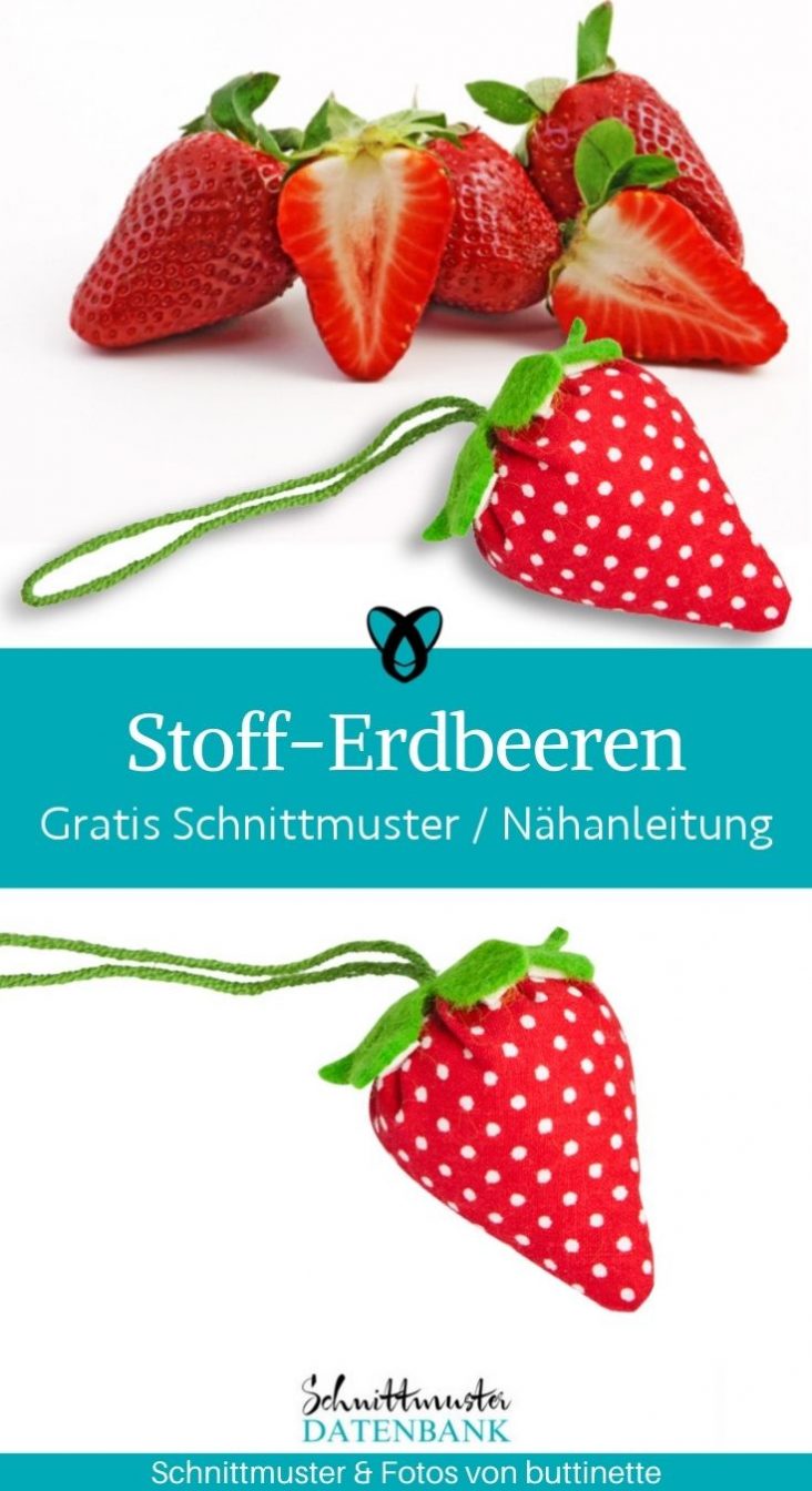erdbeeren küche zutat druck, obst küche dekor,... Stoff-Erdbeeren - Kostenlose Schnittmuster Datenbank