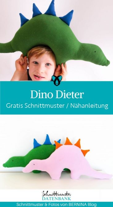 Dinosaurier Dieter Stofftier Kuscheltier Stegosaurus Plueschtier Kuschelkissen fuer Kinder kostenlose Schnittmuster gratis naehanleitung