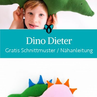 Dinosaurier Dieter Stofftier Kuscheltier Stegosaurus Plueschtier Kuschelkissen fuer Kinder kostenlose Schnittmuster gratis naehanleitung