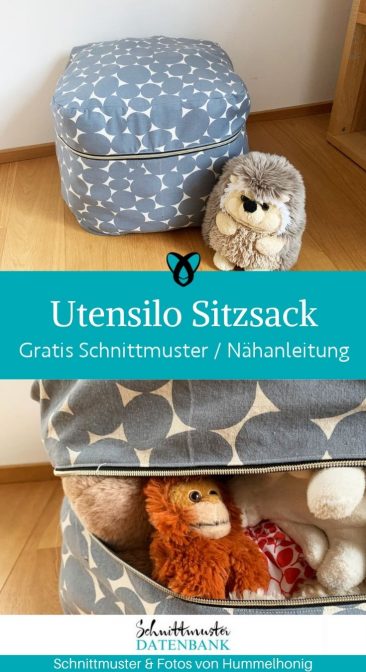 Utensilo Sitzsack Stofftiere verstauen Aufbewahrung Kinderzimmer praktisches naehen kostenlose Schnittmuster gratis naehanleitung