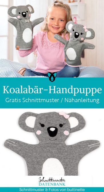 koala koalabaer handpuppe spielzeug kinder puppe rollenspiele kuscheltier kostenlose schnittmuster gratis naehanleitung