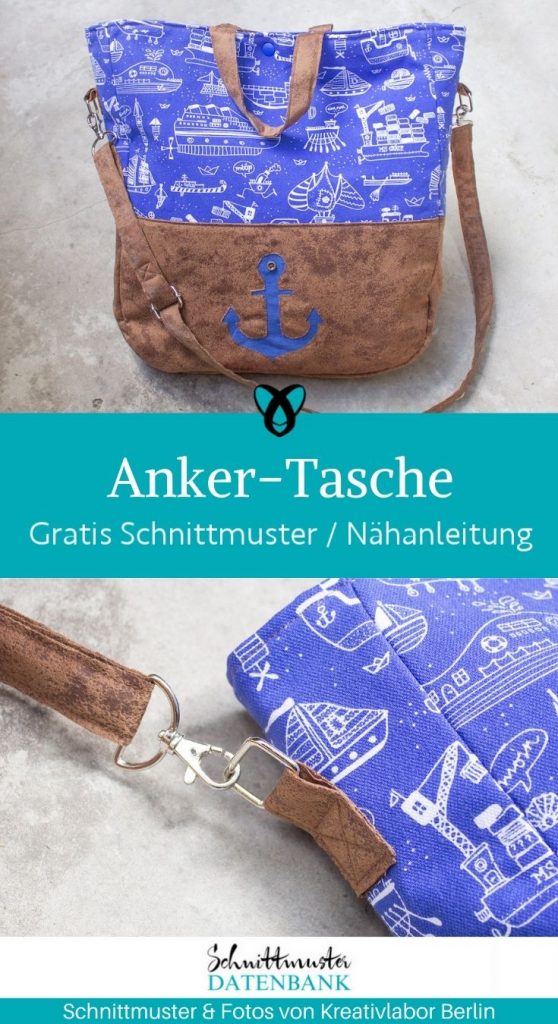 Anker Tasche Umhaengetasche Handtasche maritim kostenlose schnittmuster gratis naehanleitung