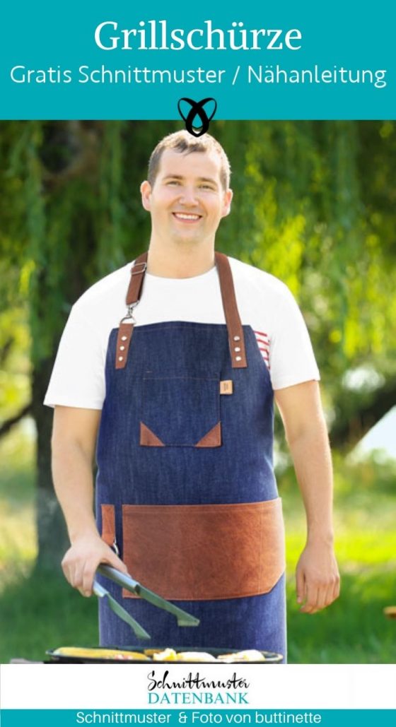 Grillschuerze grillen zuhause feiern fuer maenner geschenke mann schuerze kueche sommer abend essen kostenlose schnittmuster gratis naehanleitung