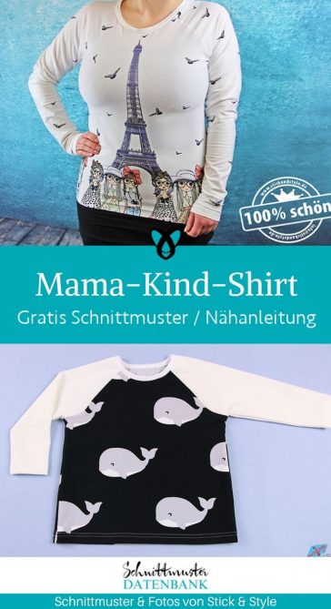 Mama kind shirt partnerlook raglanshirt oberteil damen baby kostenlose schnittmuster gratis naehanleitung