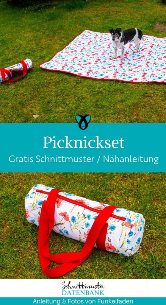Picknickset Picknickdecke Tasche fuer Decke draussen unterwegs ausflug natur garten urlaub kostenlose schnittmuster gratis naehanleitung