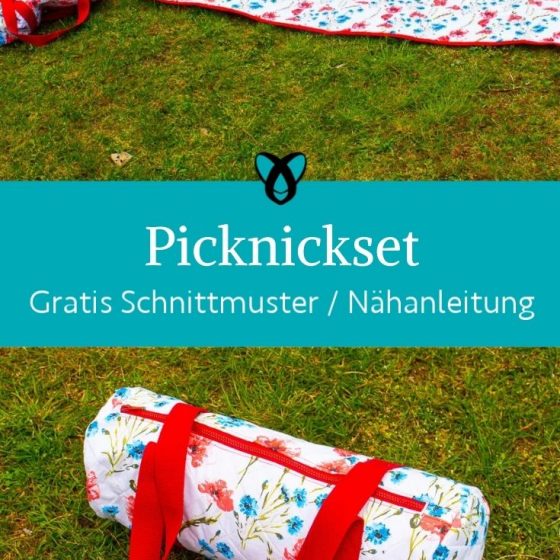 Picknickset Picknickdecke Tasche fuer Decke draussen unterwegs ausflug natur garten urlaub kostenlose schnittmuster gratis naehanleitung