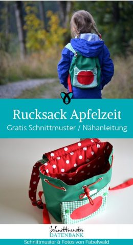 Kinderrucksack Apfelzeit Taschen Kinder Kindergarten Rucksack Wandern Ausflug kostenlose Schnittmuster Gratis Naehanleitung