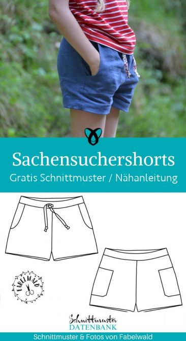 Sachensuchershorts Shorts Kinder Sommerhose Baby kurze Hose Sommerkleidung Sonne kostenlose Schnittmuster gratis naehanleitung