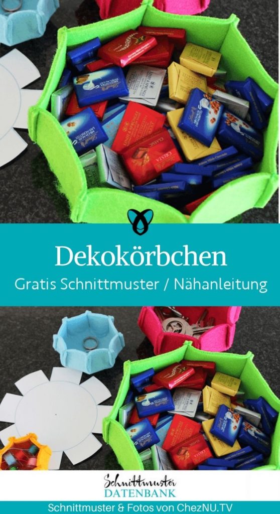 Dekokoerbchen Filz Geschenkverpackung korb aufbewahrung utensilo kostenlose schnittmuster gratis naehanleitung