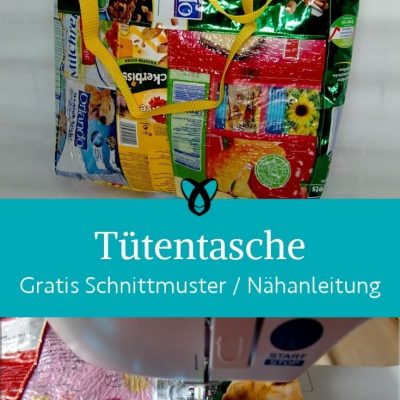 tuetentasche tasche handtasche shopper aus tueten plastik nachhaltigkeit recycling wiederaufbereitung kostenlose schnittmuster gratis naehanleitung