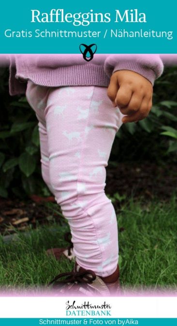 Raffleggins Mila leggins schmale kinderhose maedchenhose raffung baby kleinkind kostenlose schnittmuster gratis naehanleitung freebook naehen