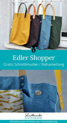 edler shopper einkaufstasche jutebeutel handtasche stoffbeutel einkaufen selber naehen praktisches kostenlose schnittmuster gratis naehanleitung freebook