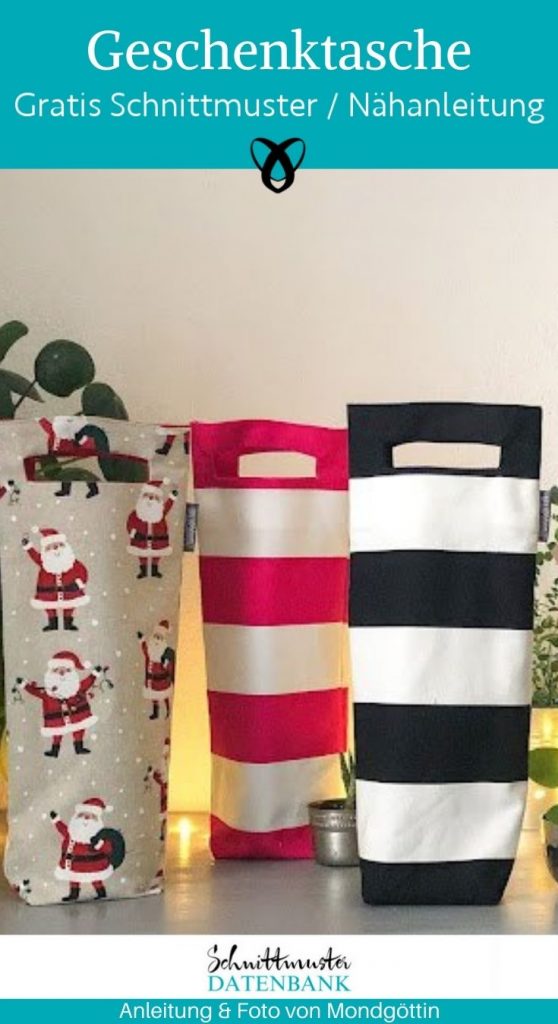 geschenktasche mit griff geschenkverpackung selber naehen nachhaltige verpackung kostenlose schnittmuster weihnachten geburtstag geschenk gratis naehanleitung