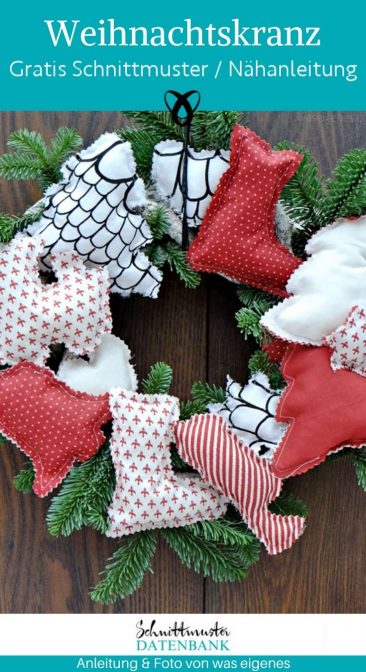 weihnachtskranz advent dekoration weihnachten tuerdeko weihnachtlich schmuecken mit stoff selbst genaeht kostenlose schnittmuster gratis naehanleitung