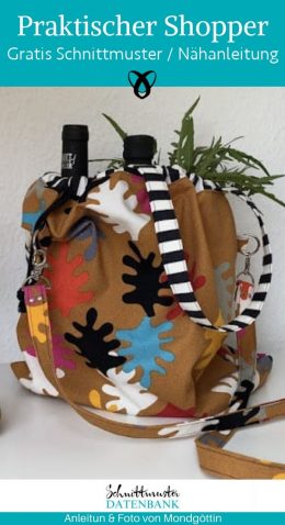 einkaufstasche shopper tunnelzug praktische tasche handtasche crossbodybag einkaufen stofftasche kostenlose schnittmuster gratis naehanleitung