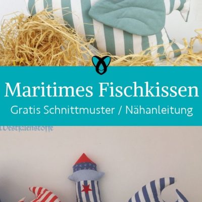 maritim fisch kissen kuschelfisch seemann style fuer zuhause nordsee ostsee meer kostenlose schnittmuster gratis naehanleitung