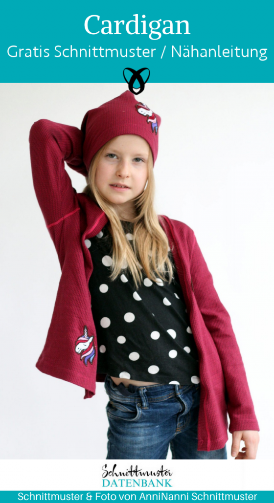 Cardigan Strickjacke fuer Kinder jacke jersey jacke bolero jaeckchen kostenlose schnittmuster gratis naehanleitung