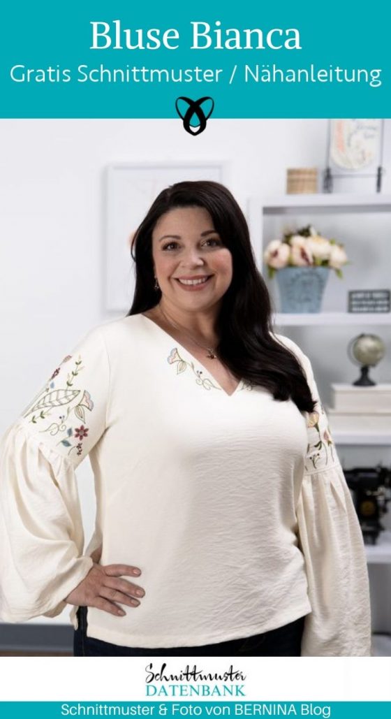 bluse bianca weite aermel damenbluse oberteil damenoberteil kostenlose schnittmuster gratis naehanleitung