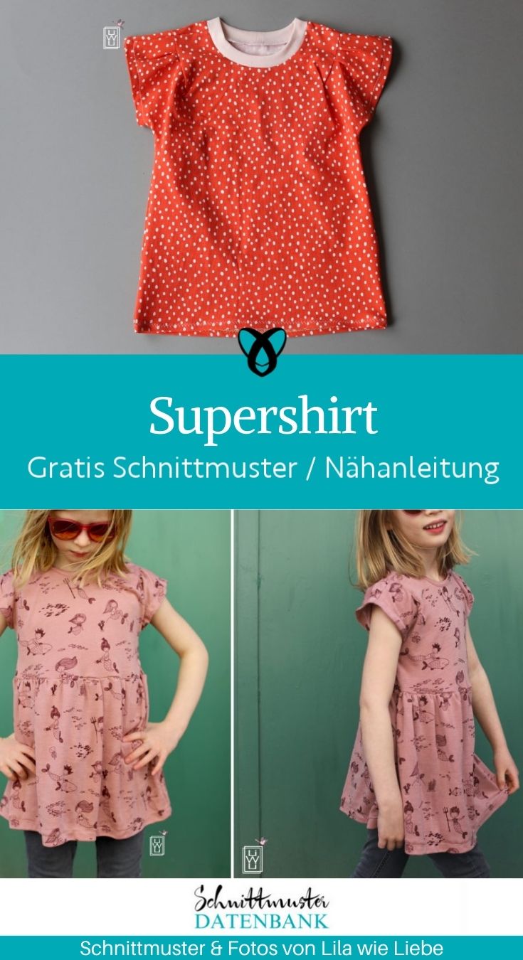 supershirt kindershirt t-shirt kinder kleid tunika shirt kostenlose schnittmuster gratis naehanleitung