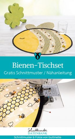 bienen tischset gedeckter tisch sommer sonne balkon terrasse essen grillen party kostenlose schnittmuster gratis naehanleitung