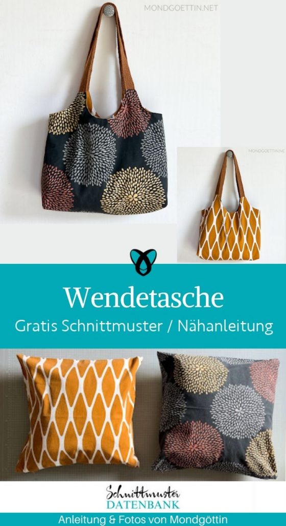 wendetasche upcycling kissen shopper shopping bag einkaufsbeutel kostenlose schnittmuster gratis naehanleitung
