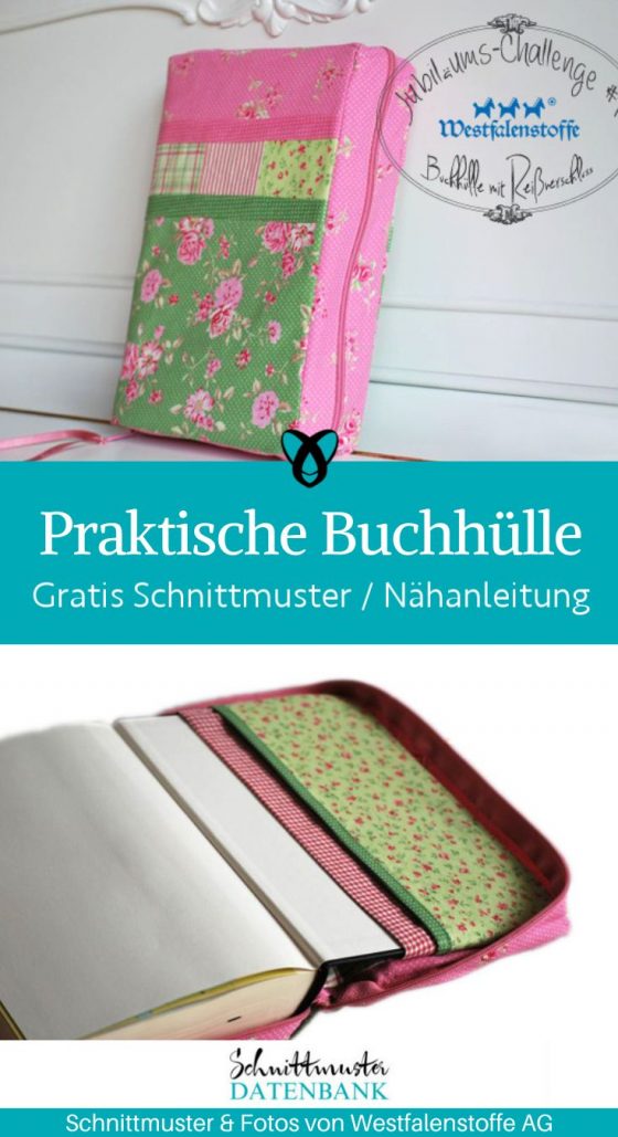 Buchhuelle reissverschluss innenfach buecher lesen naehen fuer buecherwurm buecherfreund urlaub strand badesee kostenlose schnittmuster gratis naehanleitung