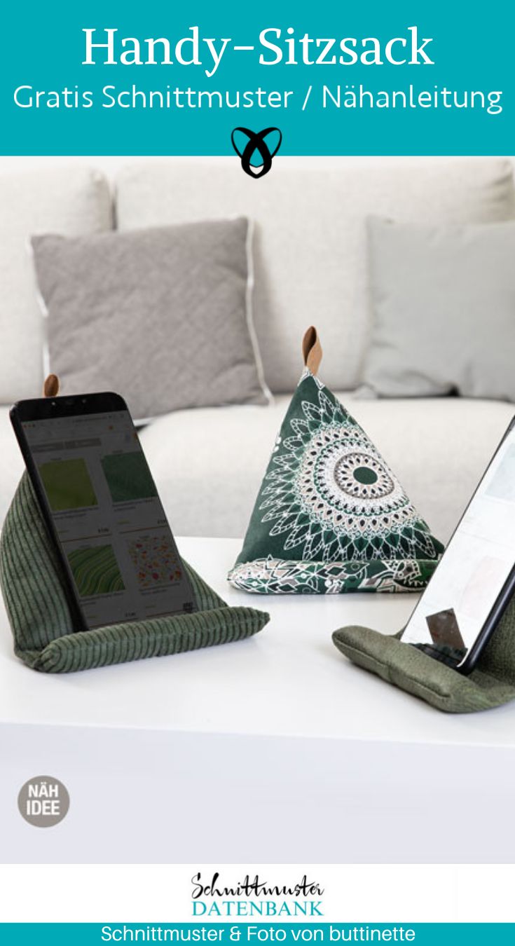 handy sitzsack smartphone kissen fuer zuhause praktisches naehen kleine geschenke kostenlose schnittmuster gratis naehanleitung