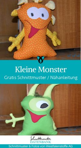 monster kissen kuscheltier fuer kinder zum spielen kostenlose schnittmuster gratis naehanleitung